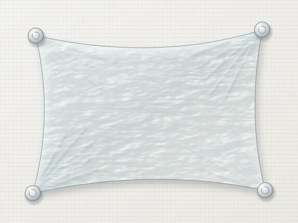 The soft, milky-clear film stretched between four clamps.